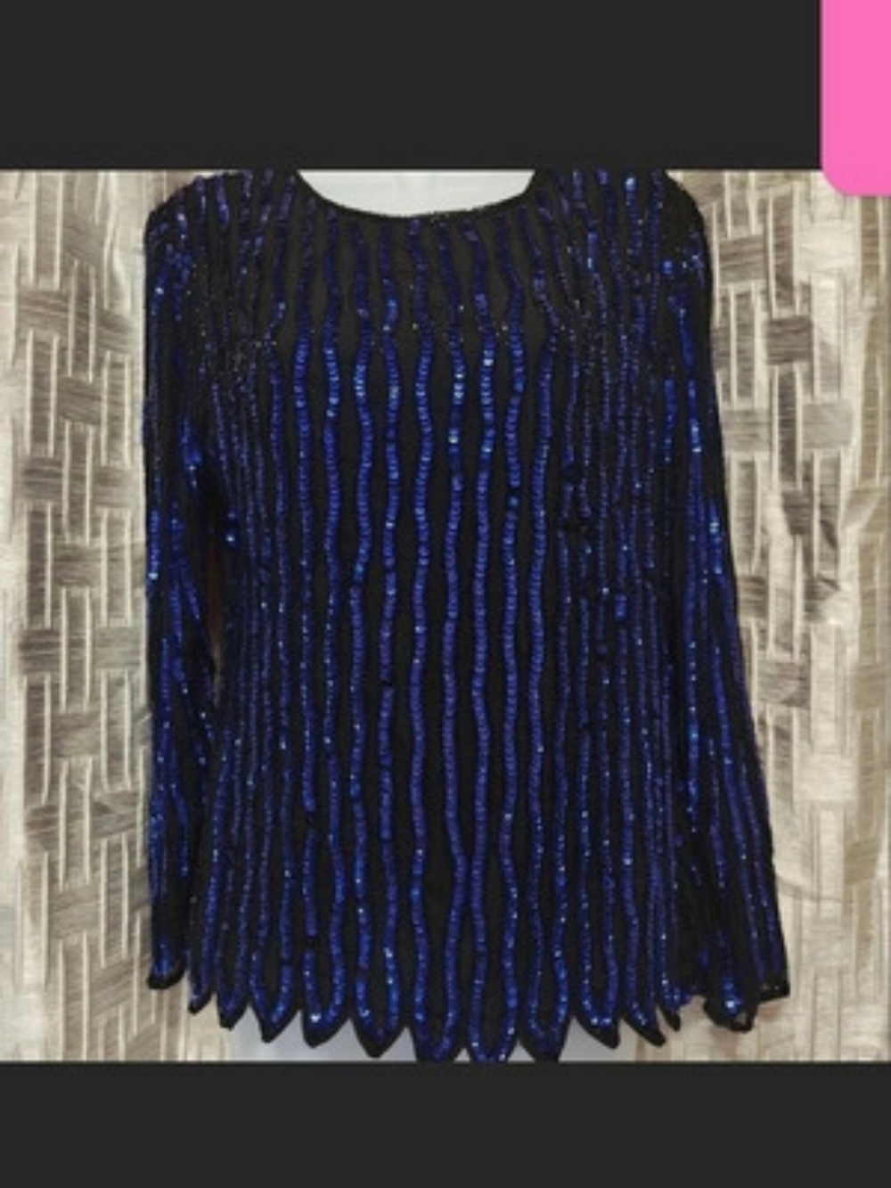 Stenay Blue & Black Silk Mini Dress Size Small